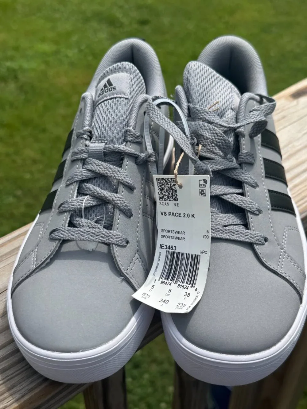 Adidas VS Pace 2.0 K Gray Sneakers NWT Minimalist Streetwear Men 5.5 W7 3919